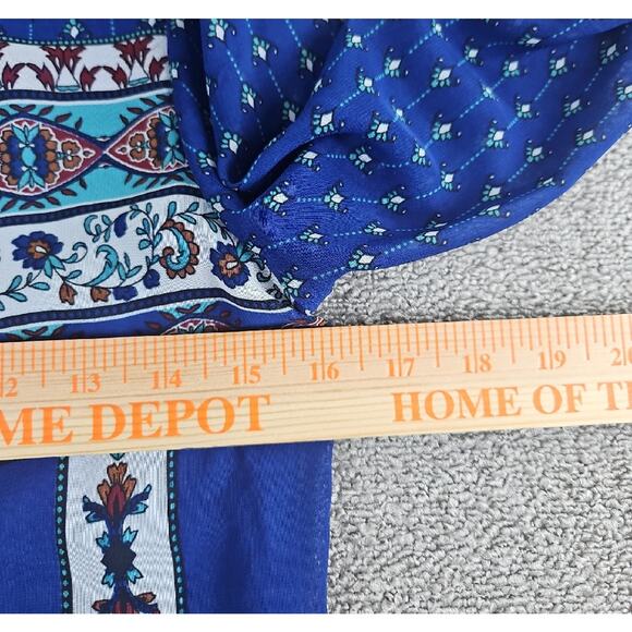 Ally B Blue Boho Paisley Print Dress Women’s Size 14 3/4 Sleeve Lined Shift Chic - Picture 7 of 10